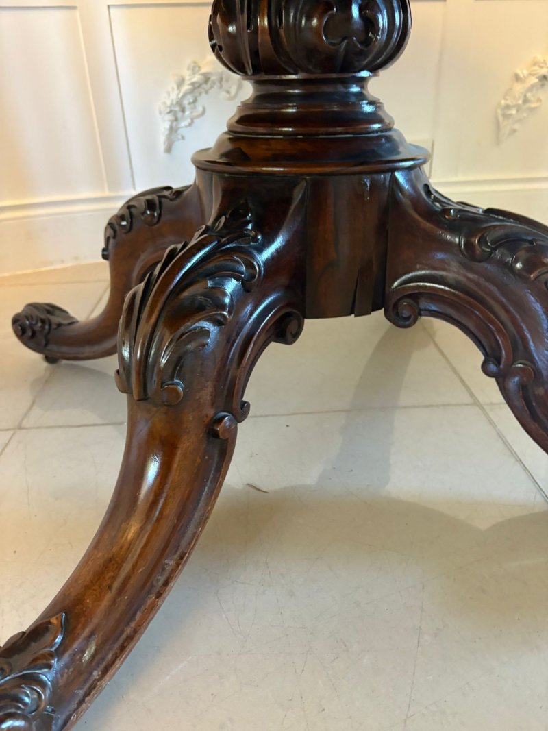 Outstanding Quality Antique Victorian Carved Rosewood Circular Dining Table - Image 11